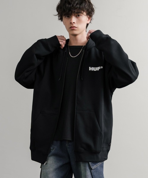 HUF（ハフ） ジップアップパーカー L ブラック メンズ : ZOZOTOWN 