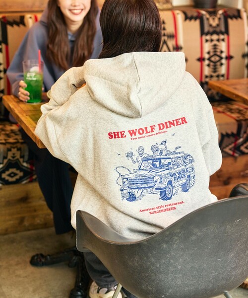 「FREAK'S STORE」 プルオーバーパーカー LARGE グレイッシュブルー メンズ_画像8