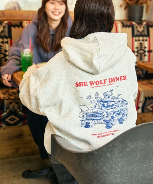 「FREAK'S STORE」 プルオーバーパーカー LARGE グレイッシュブルー メンズ_画像9