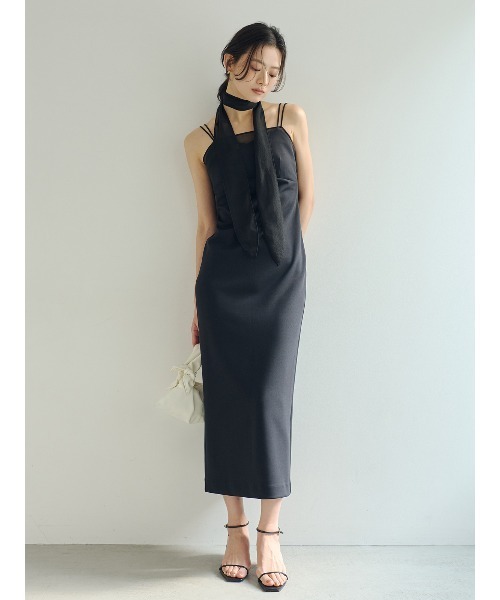 「anuans」 キャミソールワンピース MEDIUM ブラック レディース_画像2