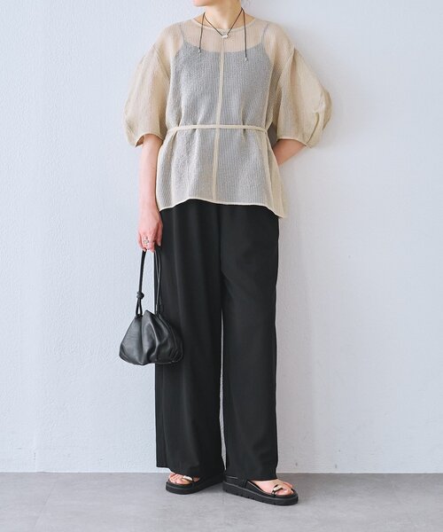 BEARDSLEY（ビアズリー） ブラウス シャツ ボリュームスリーブメッシュ 