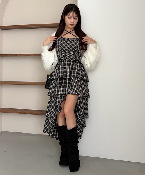 one after another NICE CLAUP ワンピース アシメティアードロング