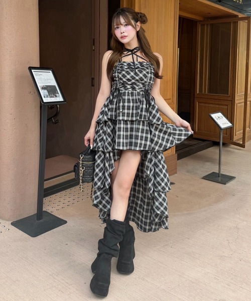 one after another NICE CLAUP ワンピース アシメティアードロング