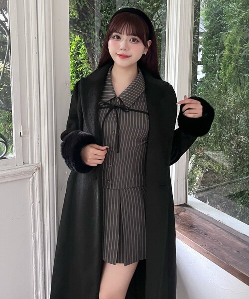 「OLIVE des OLIVE」 シャツワンピース FREE ブラック レディース_画像9