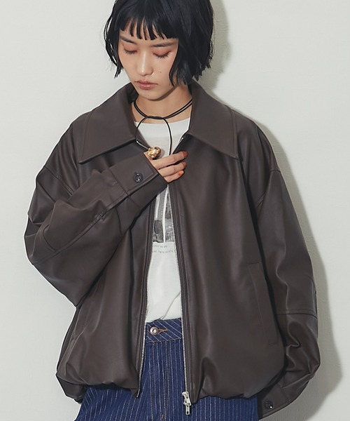 maho　新品未使用タグ付き　バルーンレザージャケット　36 ブルゾン アウター フェイクレザーバルーンジャケット レディース