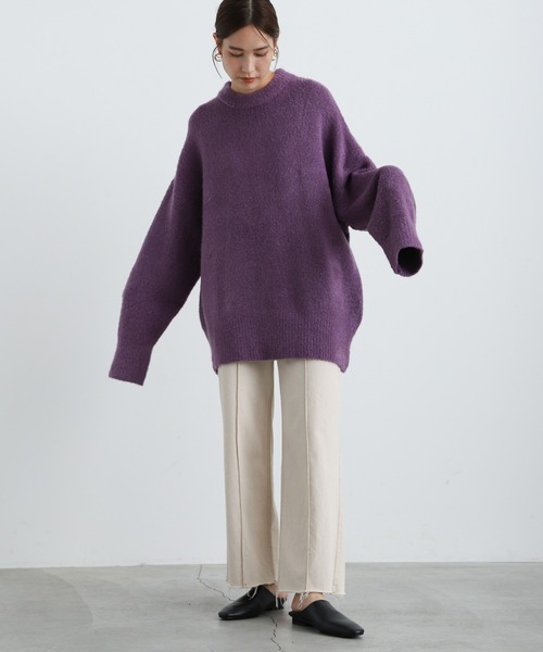 使える！美品★人気IKITSUKE ウールジャケット パープル select MOCA（セレクトモカ） ニット セーター 2021 AW オーバーサイズ