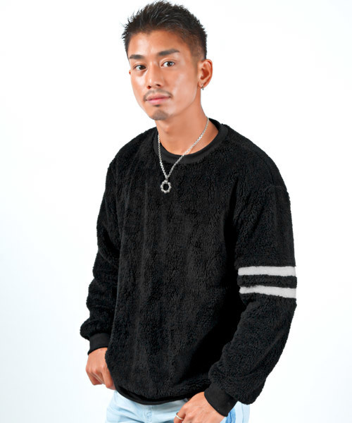 LUXSTYLE（ラグスタイル） セーター ニット ライン入りボアトレーナー