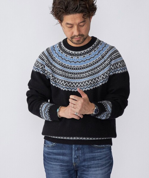 美品 SHIPS 2万 ノルディック柄セーター ワイドスリーブ シップス ニット SHIPS（シップス）の「*SHIPS: リラックスフィット ノルディック柄