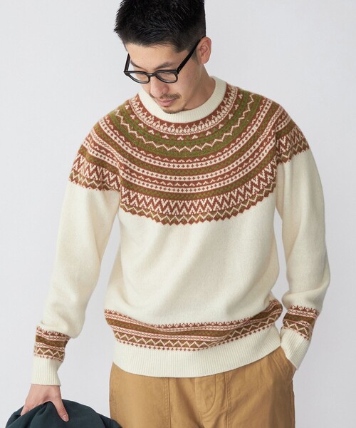 美品 SHIPS 2万 ノルディック柄セーター ワイドスリーブ シップス ニット SHIPS（シップス）の「ノルディックニットプルオーバー（ニット