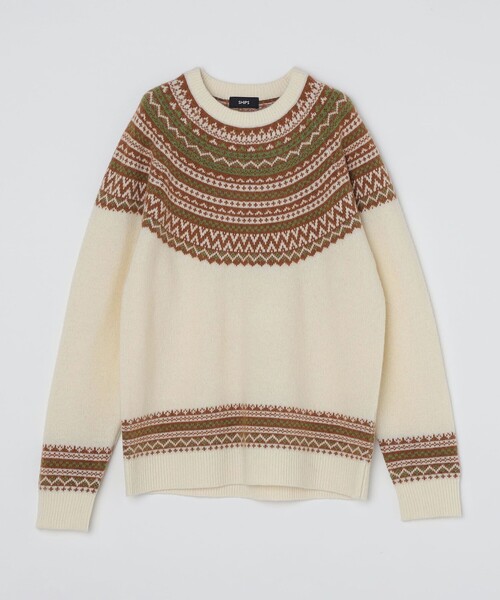 美品 SHIPS 2万 ノルディック柄セーター ワイドスリーブ シップス ニット SHIPS（シップス）の「ノルディックニットプルオーバー（ニット