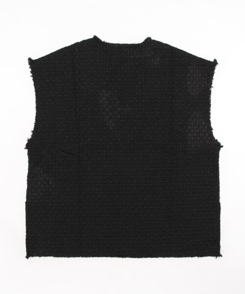STYLEBLOCK ベスト ジレ ツイードフリンジ深Vベスト レディース