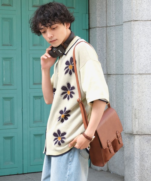 ポロシャツニットカーディガン★kana様 SINSS ポロシャツ Mesh knit polo cardigan / メッシュ
