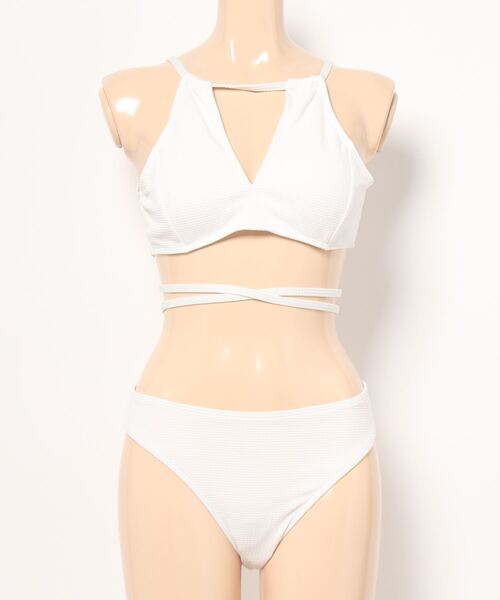 水着 バックオープン胸元セクシー ホルターネックビキニ レディース