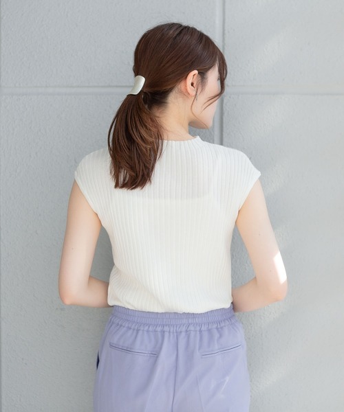 atONE ニット セーター プチハイネックフレンチスリーブサマー