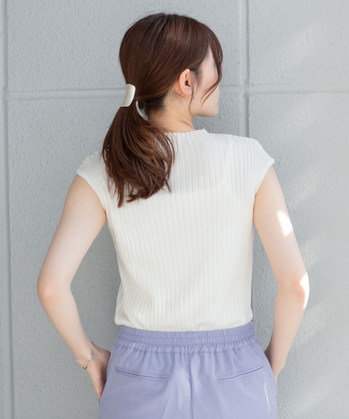 atONE ニット セーター プチハイネックフレンチスリーブサマー