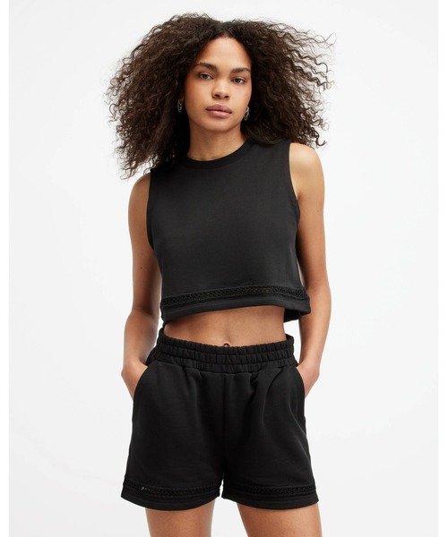 タンクトップ ノースリーブ EWELINA CROCHET TRIM CROPPED TANK TOP | EWELINA クロシェ トリム クロップ