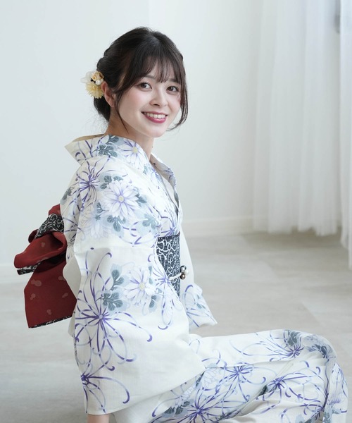 新品、糸付き　絞り浴衣 ゆめsaku2 新品 竺仙 夏着物 仕付け糸付“歌舞伎役者になった気分