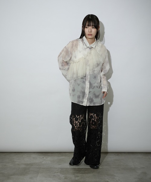 ブラウス シャツ マルチウェイシアーシャツ レディース Ellno de Mavie ブラウス シャツ マルチウェイチュールツキ