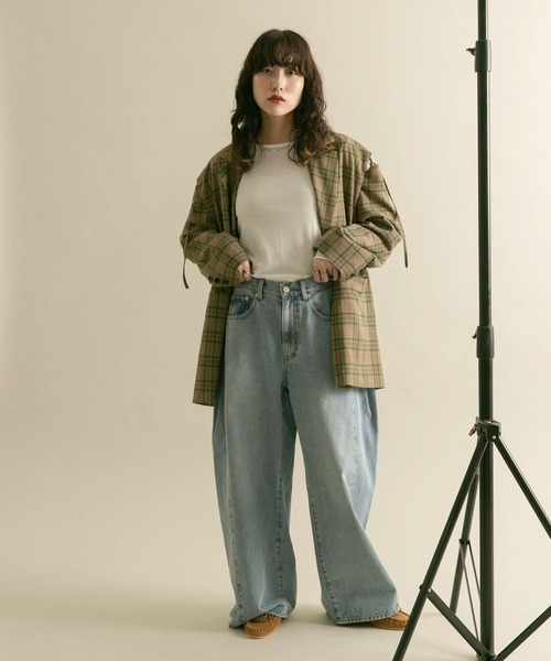 ハイウエスト タックデニムパンツ 韓国[品番：II000007485
