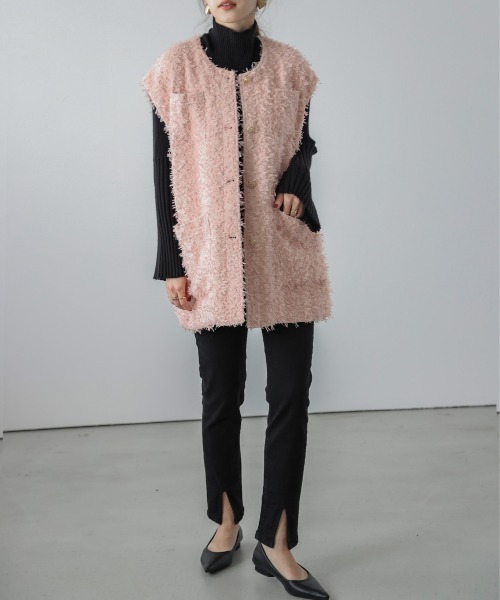 ベスト ジレ ツイードフリンジベスト レディース : ZOZOTOWN Yahoo!店 