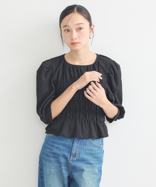 tシャツ ポコポコシャーリングトップス レディース earth music&ecology tシャツ ポコポコシャーリングトップス