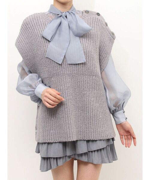 マーキュリーデュオ♡ベストニットホワイト 2WAYニットベストカーデ[品番：MKSW0060972]｜MERCURYDUO