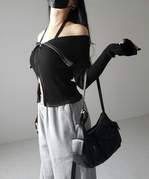 me+em select ニット セーター 「 2color 」スプレー加工ダブル