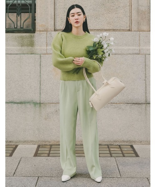 ニット セーター 「2024-25 WINTER COLLECTION」パワーショルダーソフトニットトップス レディース 2024-25 WINTER COLLECTION]パワーショルダーソフトニット