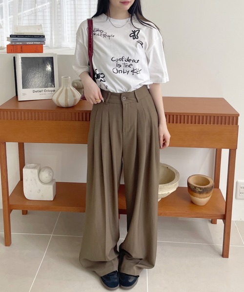 tシャツ メッセージプリント半袖Tシャツ レディース セール】配色ステッチ×フラワー/メッセージ プリント ラグラン