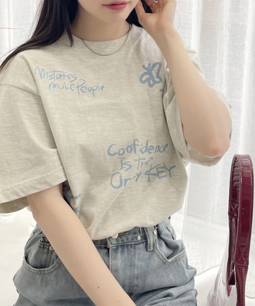 Ada. tシャツ 落書き プリント 半袖Tシャツ レディース メンズ