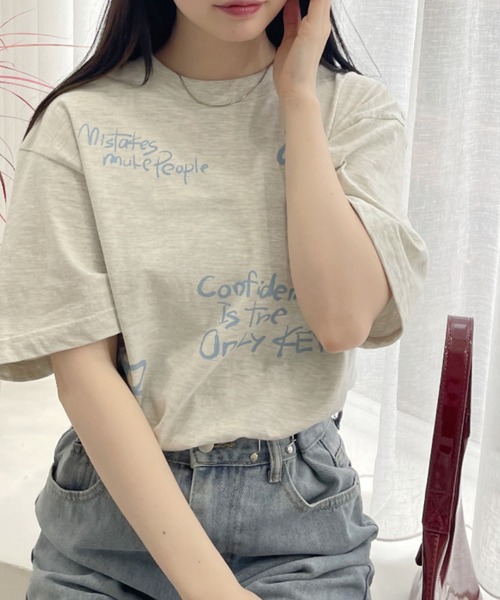 tシャツ プリント半袖Ｔシャツ レディース 楽天市場】日本製 手描きプリント コットンTシャツ 半袖 (358422