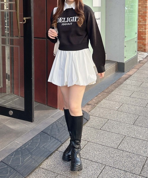 ニット セーター Knitted Shirt レディース UNTITLED ニット セーター 「五分袖/タイト」コットンリネン2WAY