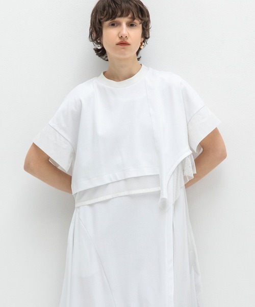 AULA AILA ワンピース アシンメトリータフタコンビネーション