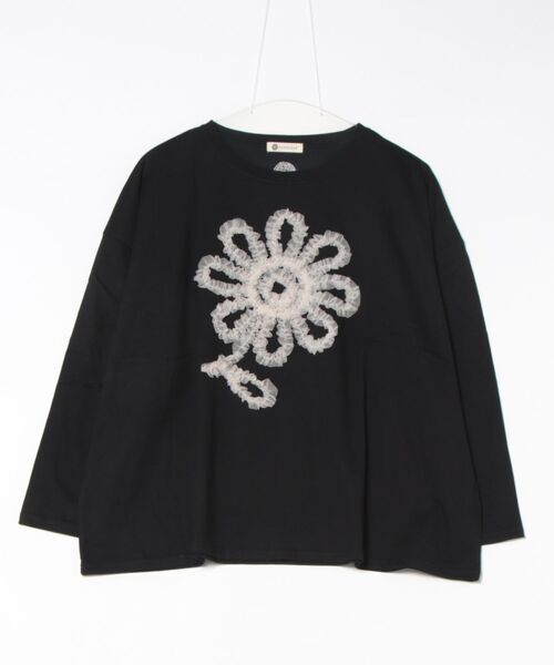 tシャツ (BD)「BARNDOOR」レース素材 フリル フラワー Tシャツ レディース BARNDOOR tシャツ (BD)「BARNDOOR」チュール フリル フラワー