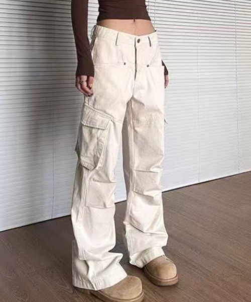 激レア！POLOSPORT ホワイト カーゴパンツ ライダースパンツ　y2k AsRiRe カーゴパンツ 多ポケットカーゴパンツ レディース : ZOZOTOWN