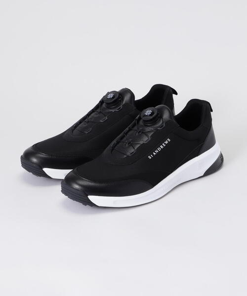 St ANDREWS 厚底スパイクレスシューズ 23.5 黒 ブラック St ANDREWS スニーカー 「St ANDREWS」ネオプレーンAIRバックソール