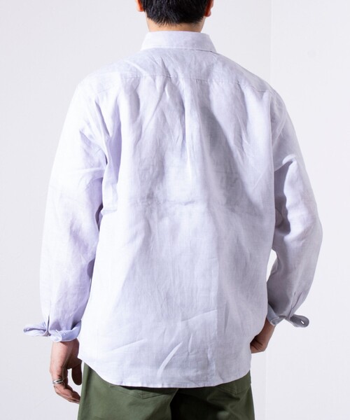 Lisiere◆長袖シャツ/--/リネン/NVY/無地/15-050-560-0137-3-0 リネン シャツ ／ LINEN SHIRT GD WOSI0113