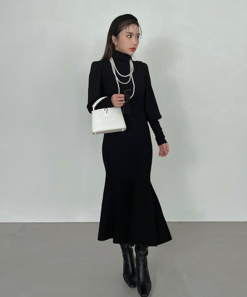 「EIMY ISTOIRE」 ニットワンピース FREE ブラック レディース_画像2