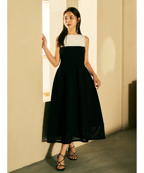 FRAY I.D ワンピース シアーヘムラインニットワンピース