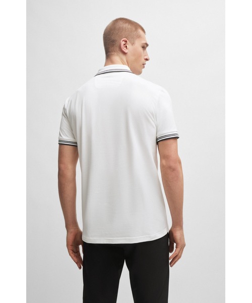 新品✨【HUGO BOSS】半袖ポロシャツ ピマコットン ホワイト L サイズ BOSS（HUGO BOSS） ポロシャツ ブランドロゴ スリムフィットポロシャツ
