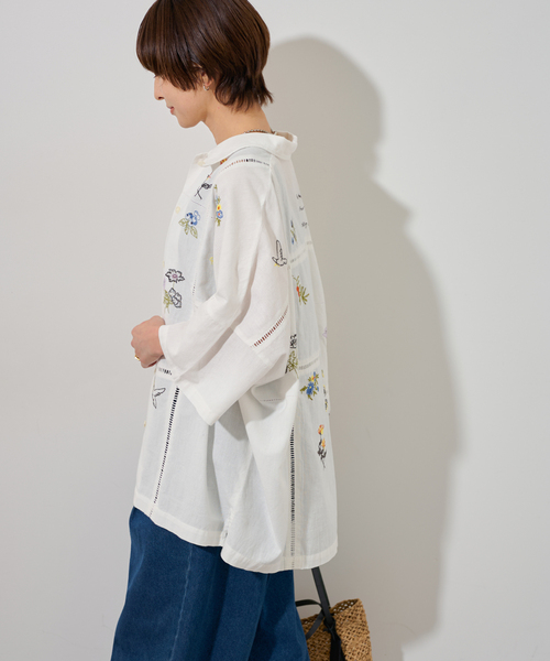 【セール】 JOURNAL STANDARD relume ブラウス シャツ フラワーエンブロイ トップス