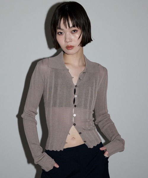 leimn tシャツ 「ポロ襟シアーカーディガン」 レディース : ZOZOTOWN