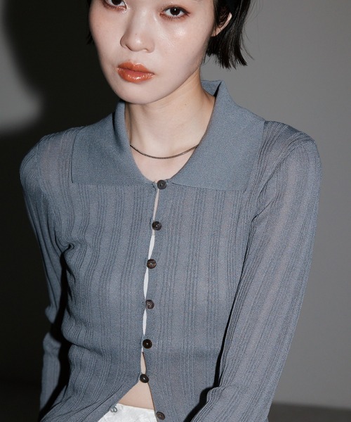 tシャツ 「ポロ襟シアーカーディガン」 レディース