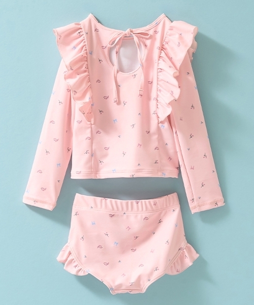 水着 「SWIM」「UV加工」花柄フリルラッシュガード＆パンツセット