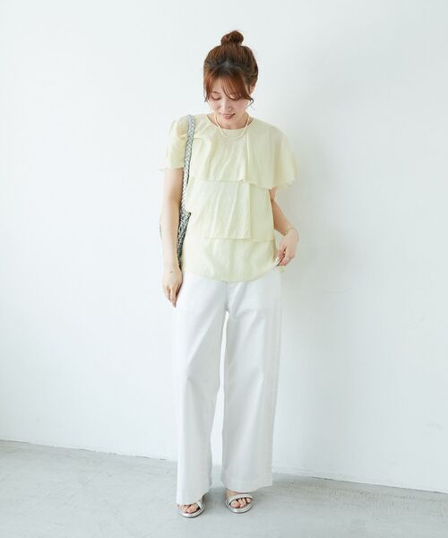 ブラウス シャツ 「BLANC」シアーティアードフリルブラウス レディース DRESSTERIOR ブラウス シャツ 「洗える」ティアードシアー