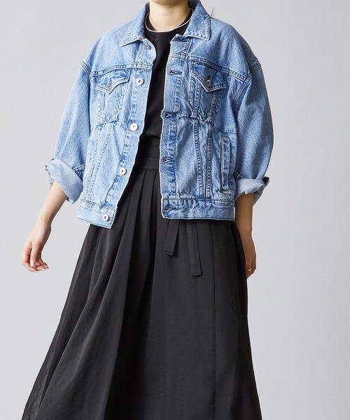 【美品】upper hights デニムジャケット ロング丈 サイズ1 upperhights 「upperhights」 デニムジャケット 1 ネイビー