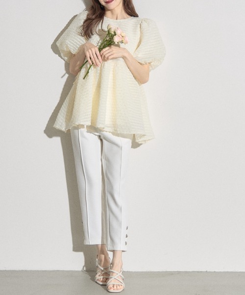ブラウス シャツ 「ZOZO限定」サイドリボンドットペプラムブラウス レディース tocco closet ブラウス シャツ 「ZOZO限定」サイドリボンドット