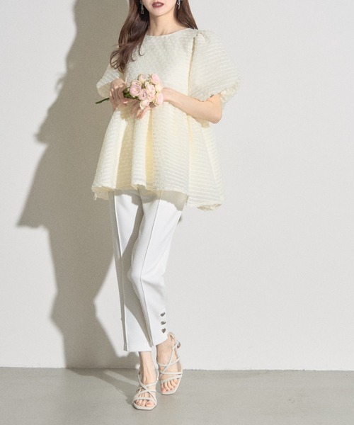 ブラウス シャツ 「ZOZO限定」リボンショルダードットペプラムブラウス レディース tocco closet ブラウス シャツ 「ZOZO限定」サイドリボンドット