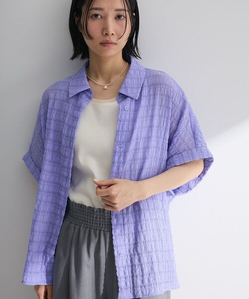 Green Parks ブラウス シャツ シアーシャーリングフレンチ