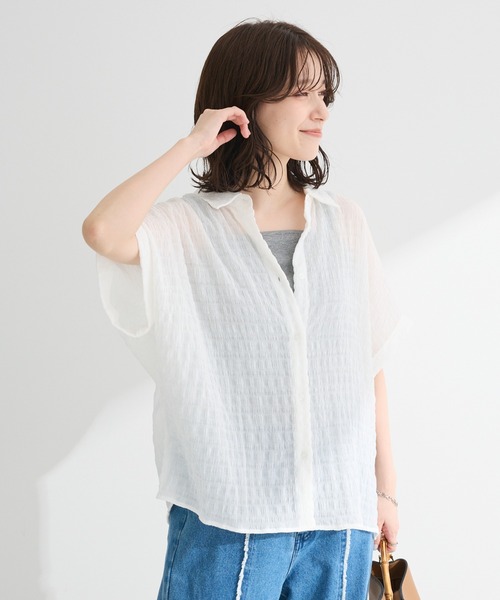 新品 parkes シャーリングフレンチスリーブ ブラウス Parkes - シャーリングスタンド フレンチスリーブブラウス